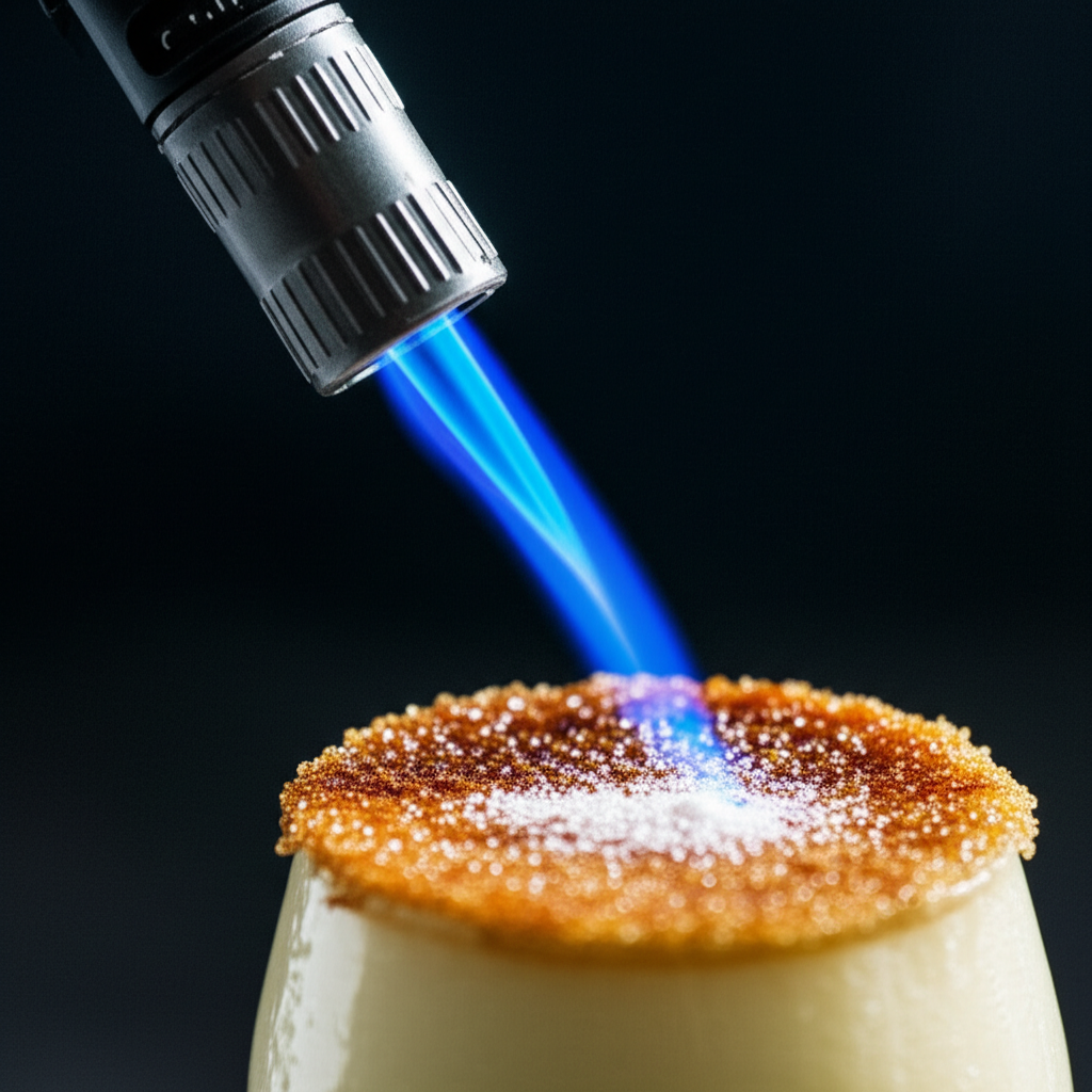 토치로 캐러멜라이징 - 바삭한 설탕 크러스트