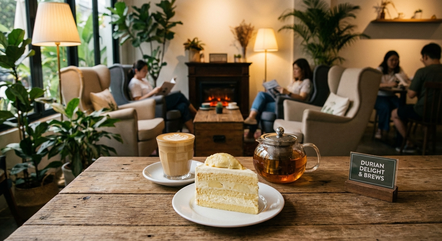 두리안 케이크 즐기기