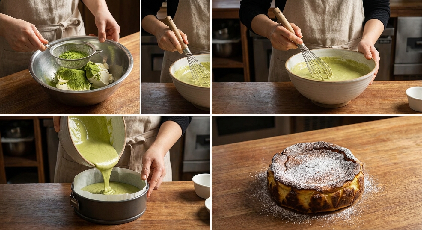 말차 바스크치즈케이크 만들기