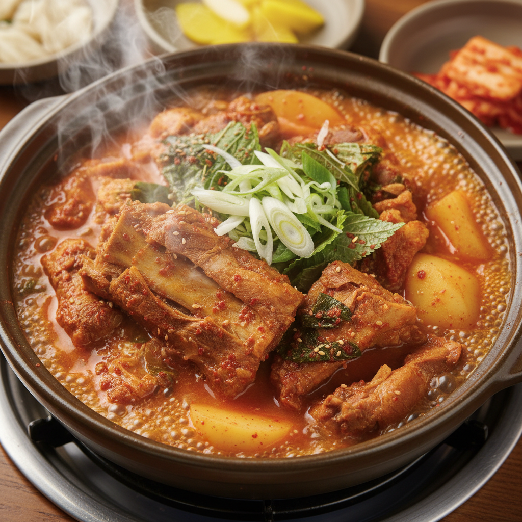 정성스럽게 완성되어 가는 감자탕