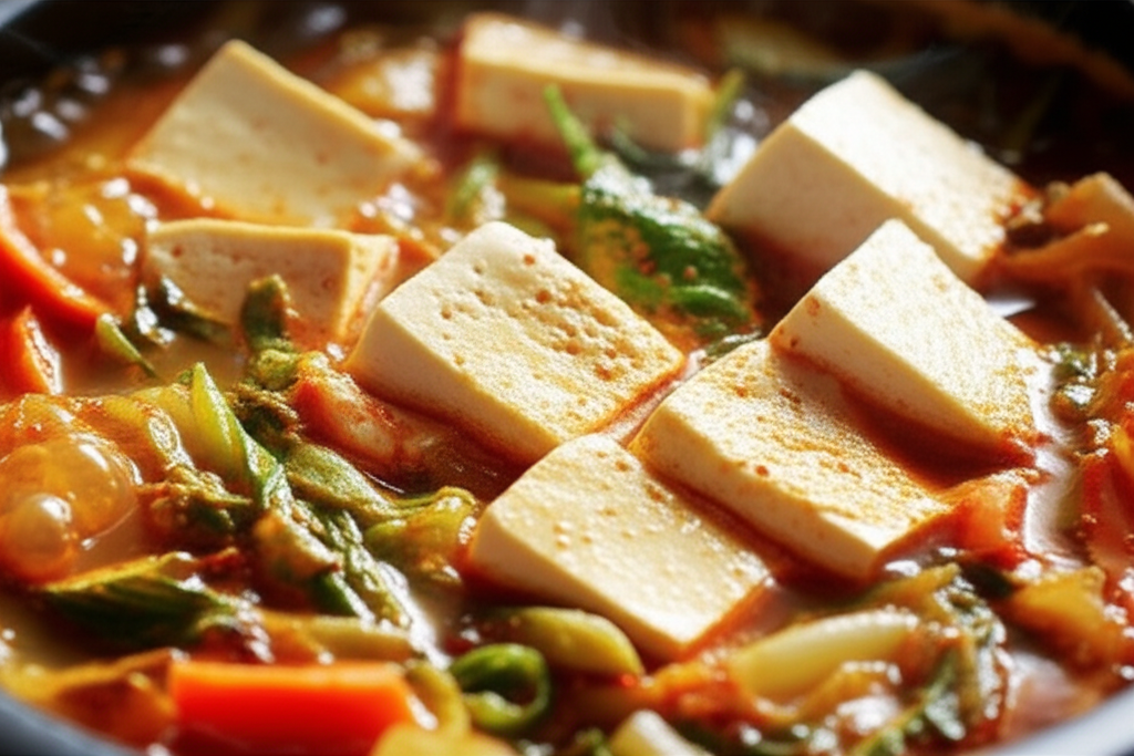 정성스럽게 완성되어 가는 된장찌개