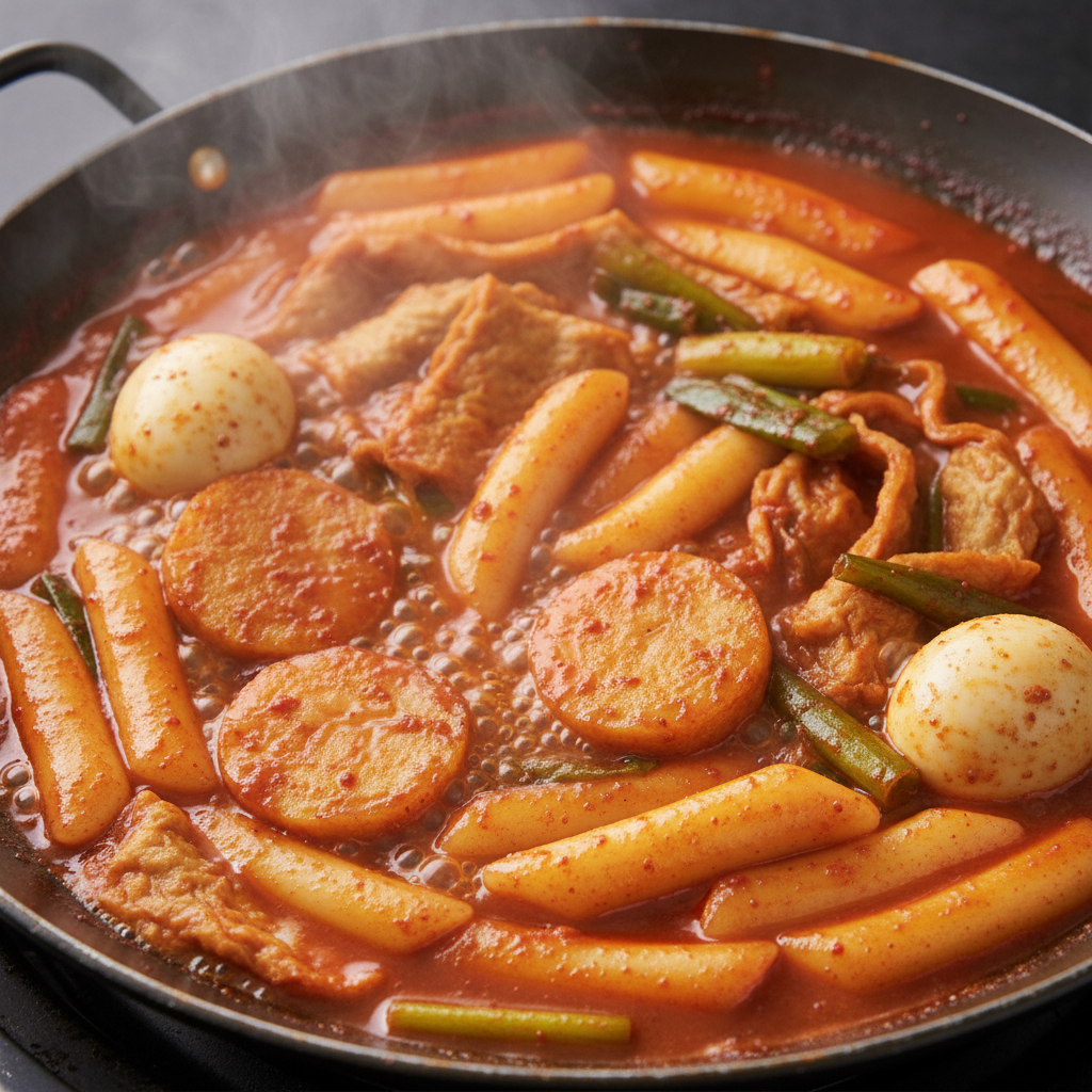 정성스럽게 완성되어 가는 떡볶이