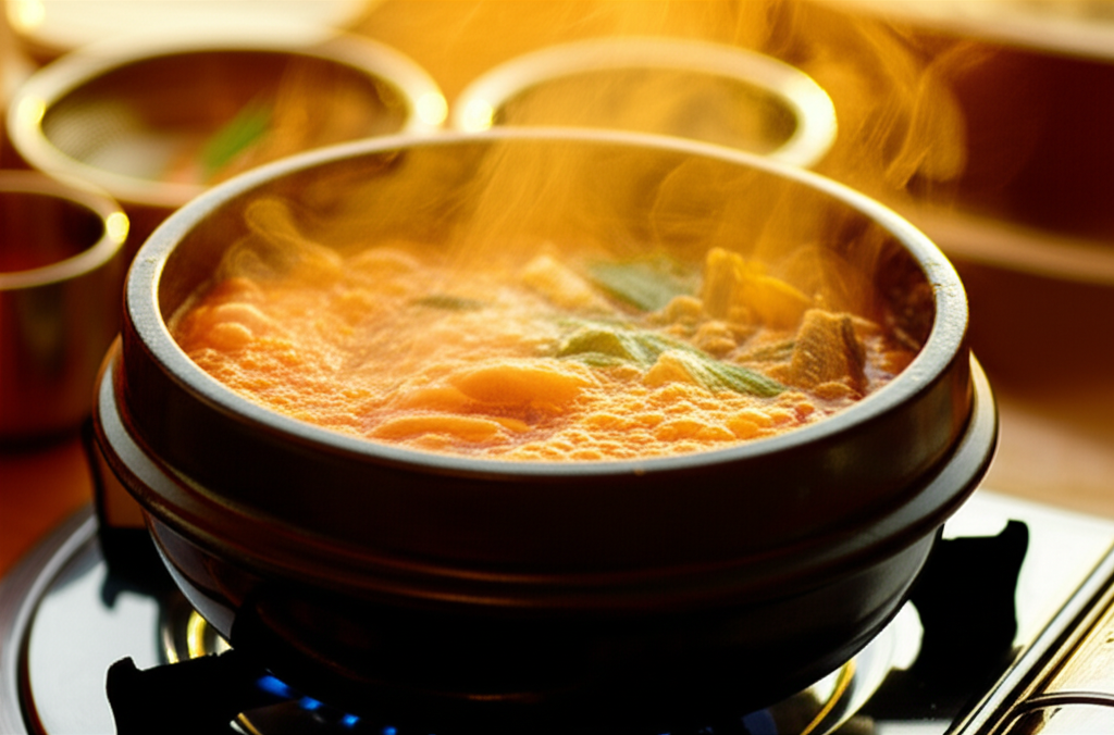 매운탕 조리 중 — 불 위에서 익어가는 과정