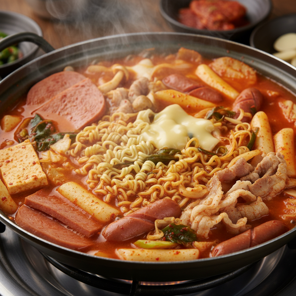 정성스럽게 완성되어 가는 부대찌개