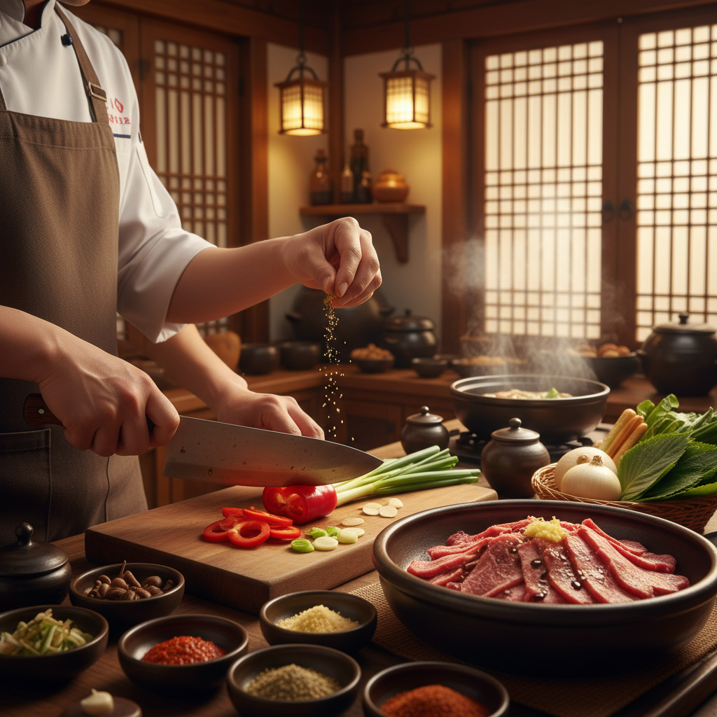 Preparing and seasoning the ingredients