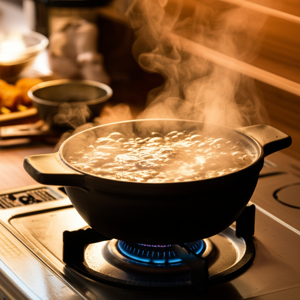 수정과 조리 중 — 불 위에서 익어가는 과정