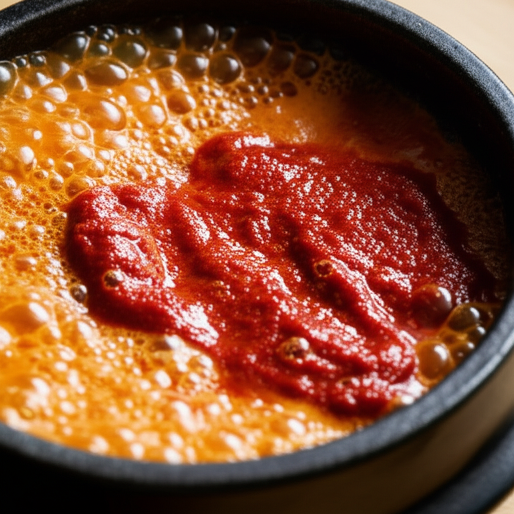 고춧가루와 고추장을 넣고 끓이는 양념 국물