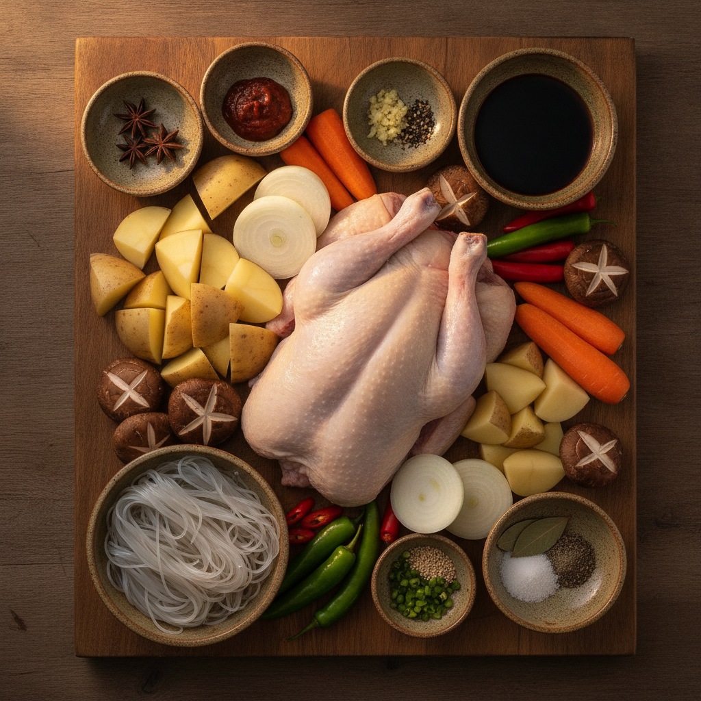 안동찜닭의 주요 재료들
