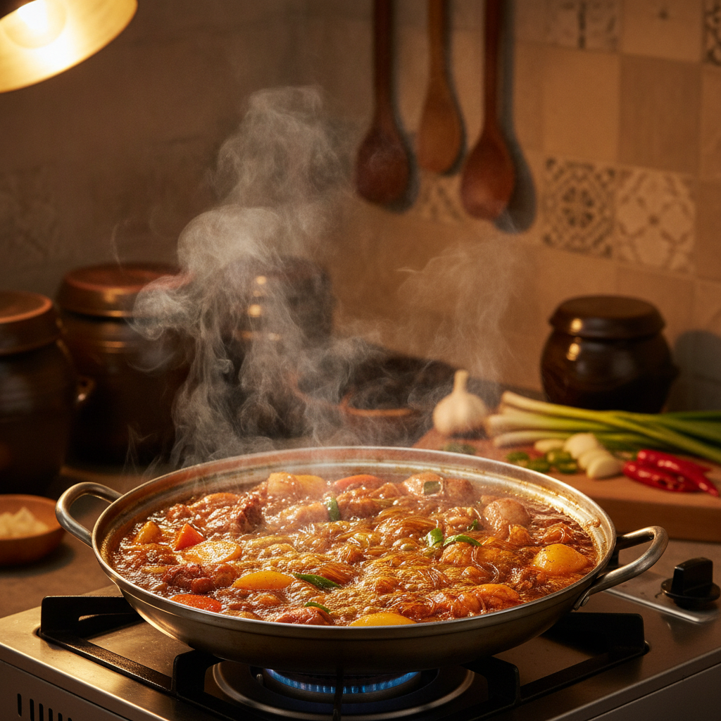 안동찜닭 조리 중