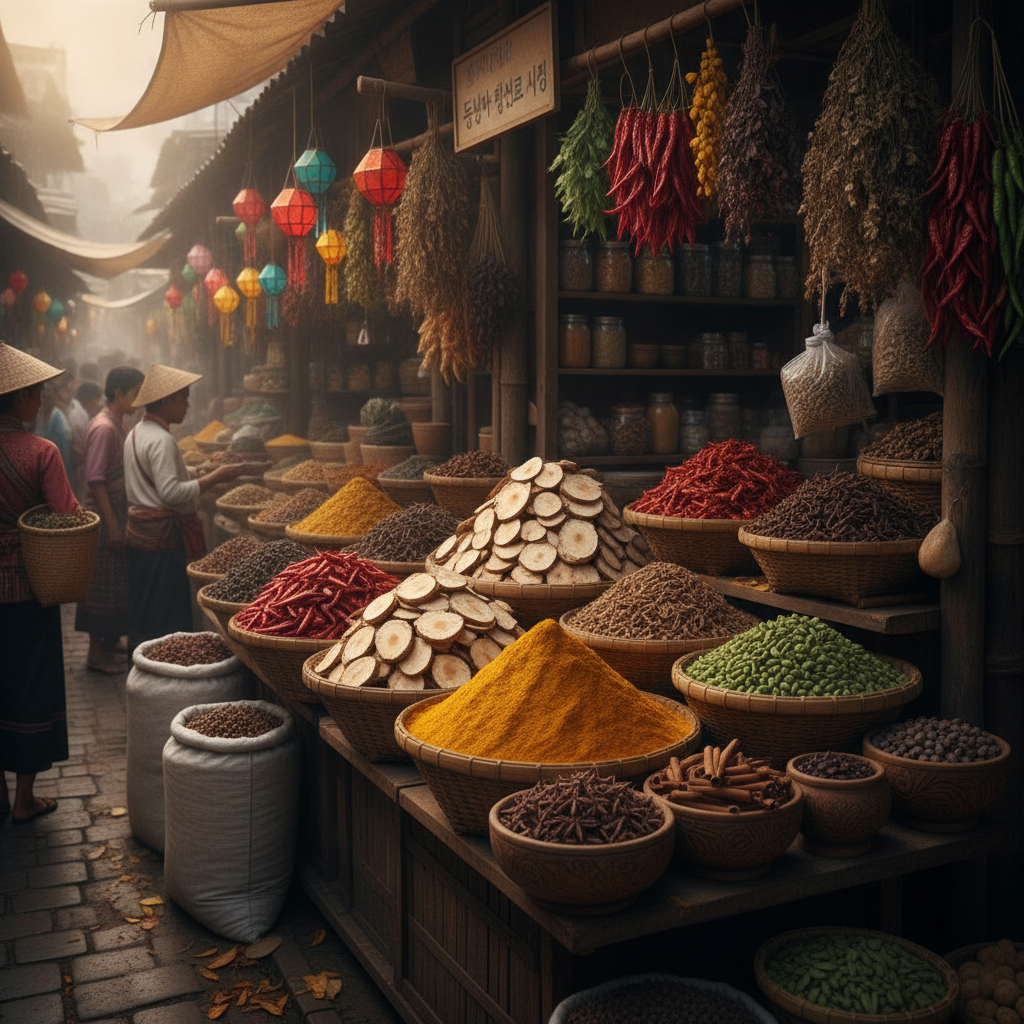 Galangal at a spice market