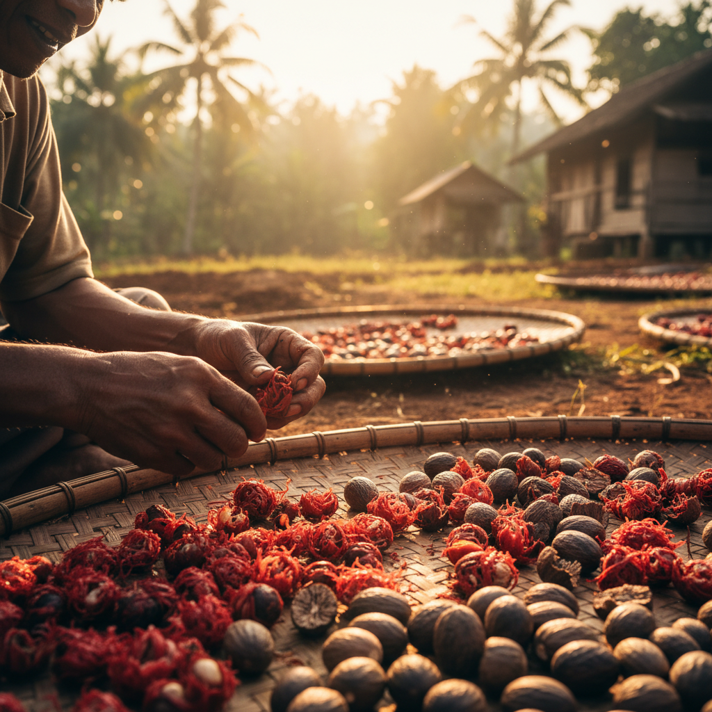 넛맥(육두구) 재배와 수확 과정