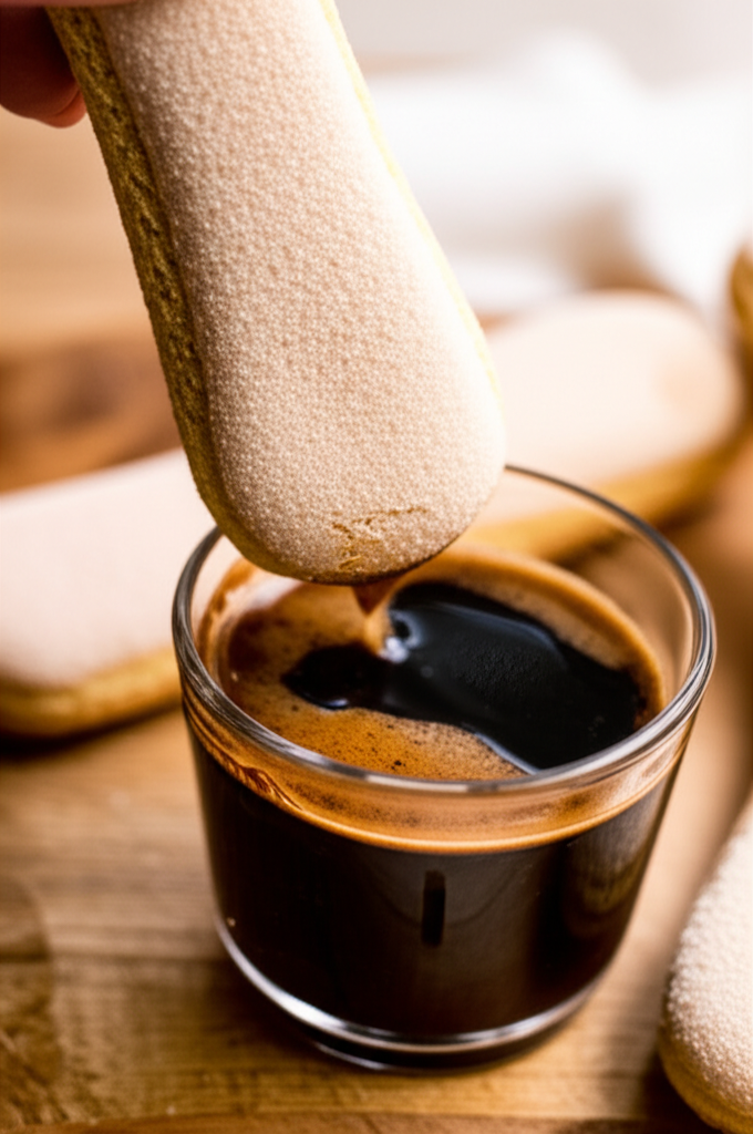 사보이아르디를 에스프레소에 적시는 순간