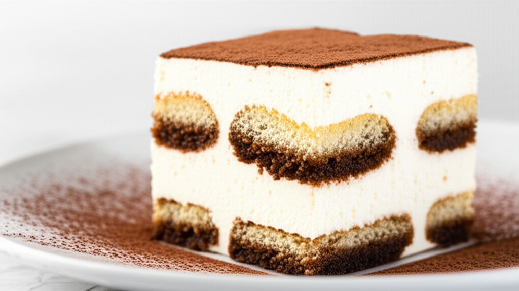 티라미수 단면 - 크림과 커피의 아름다운 층