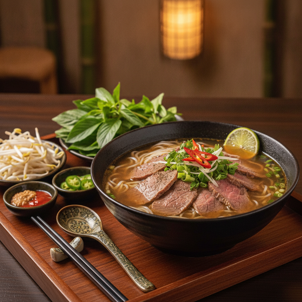 완성된 쌀국수(포) 한 접시