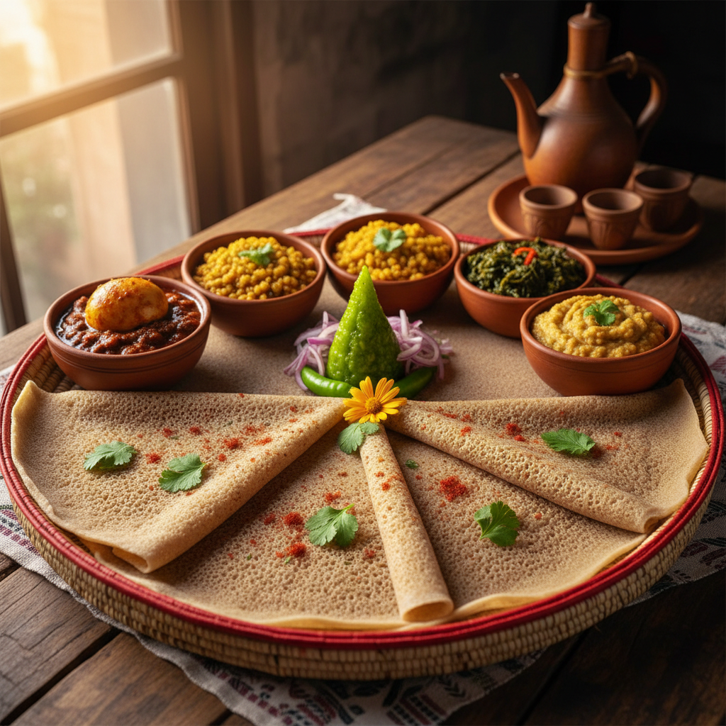 완성된 인제라 한 접시