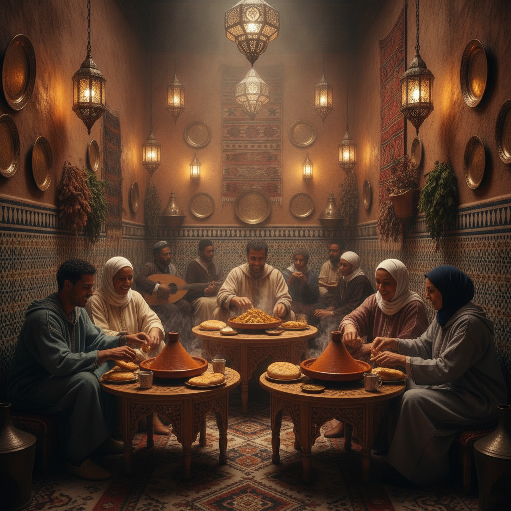 Cultural scene of 타진 in Morocco