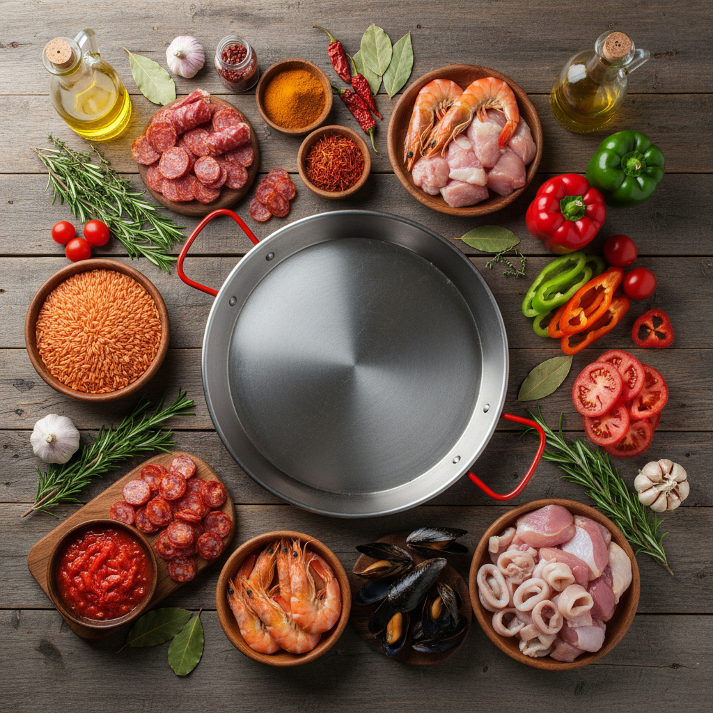 파에야의 핵심 재료들