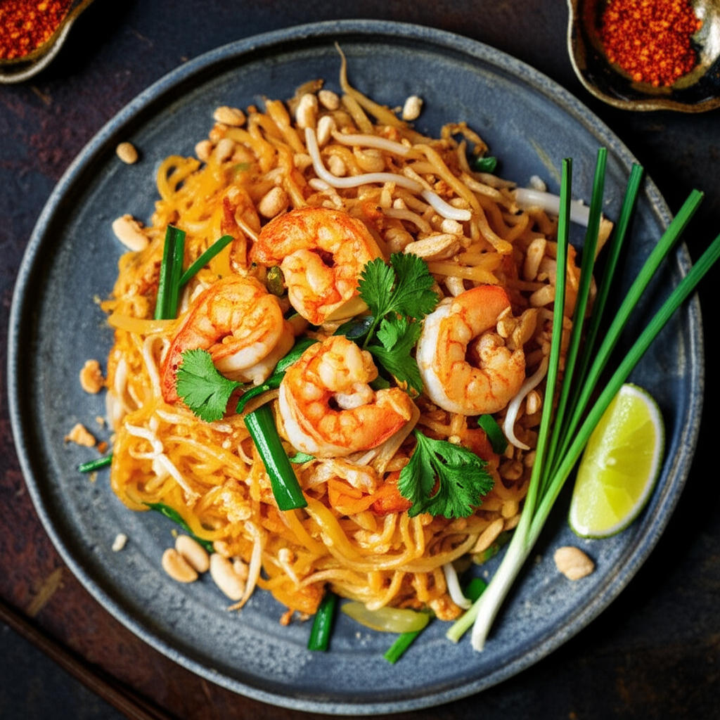 완성된 팟타이 한 접시