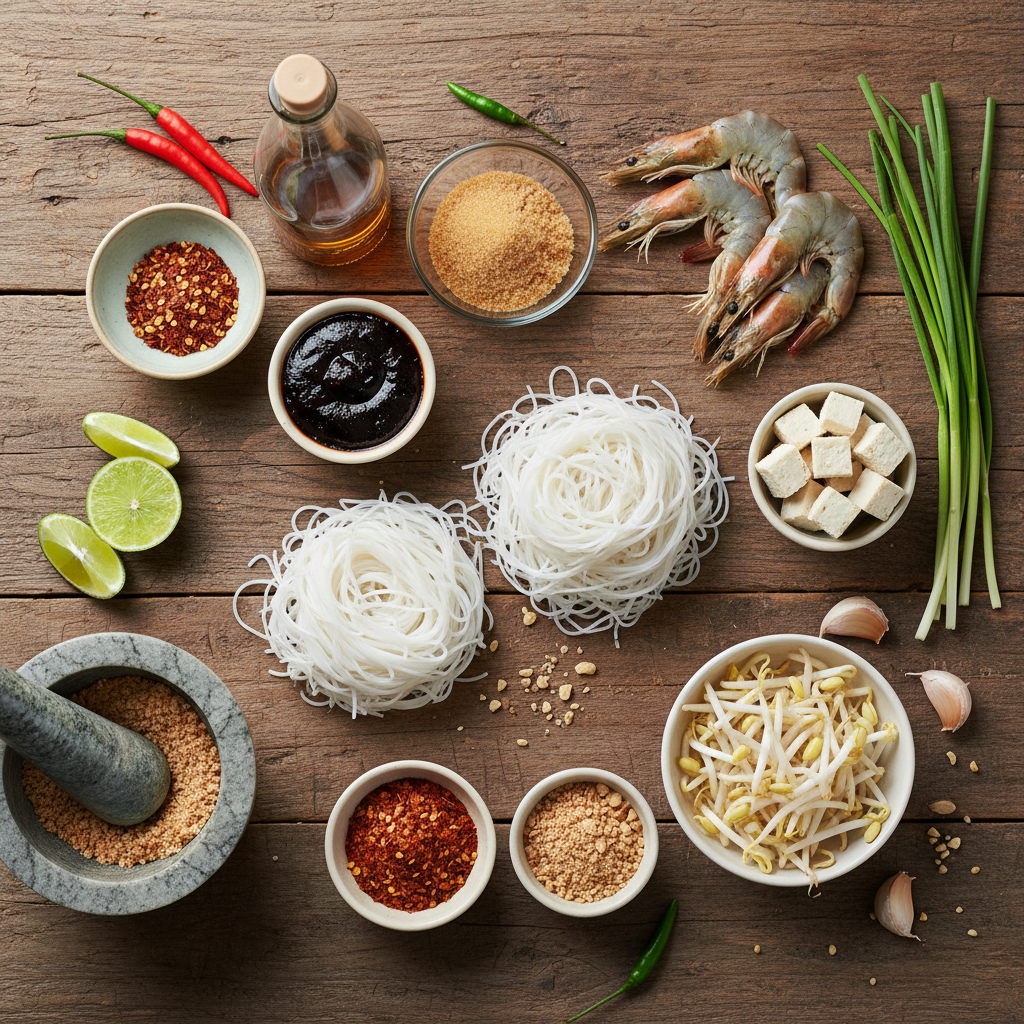 팟타이의 핵심 재료들